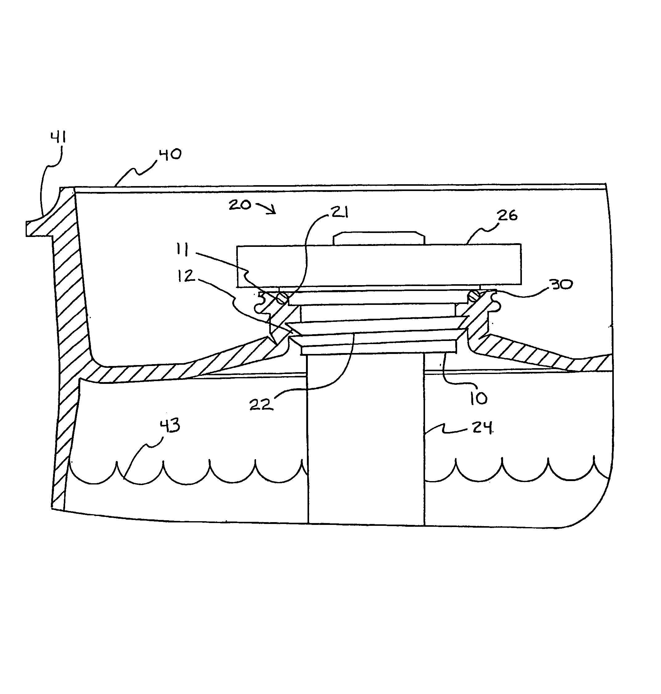 Sealing system for ports of vessels used for corrosive fluids