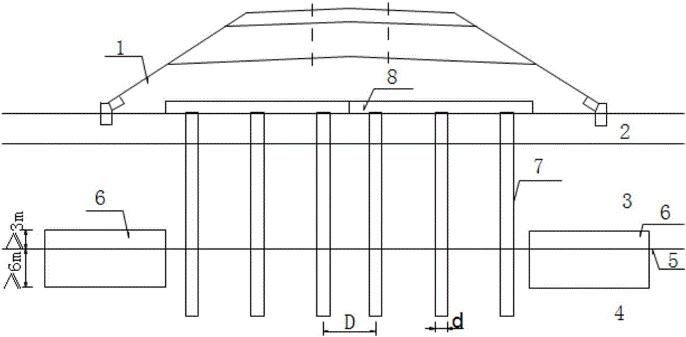 Construction method for reinforcing newly-built railway karst foundation and roadbed structure thereof