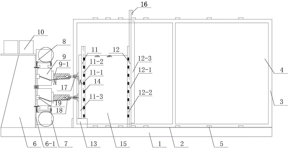 Device for testing limited soil mass rigid retaining wall soil pressure model