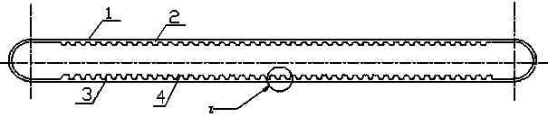 Rubber concave-convex inner tooth guiding type synchronous polyester conveying belt