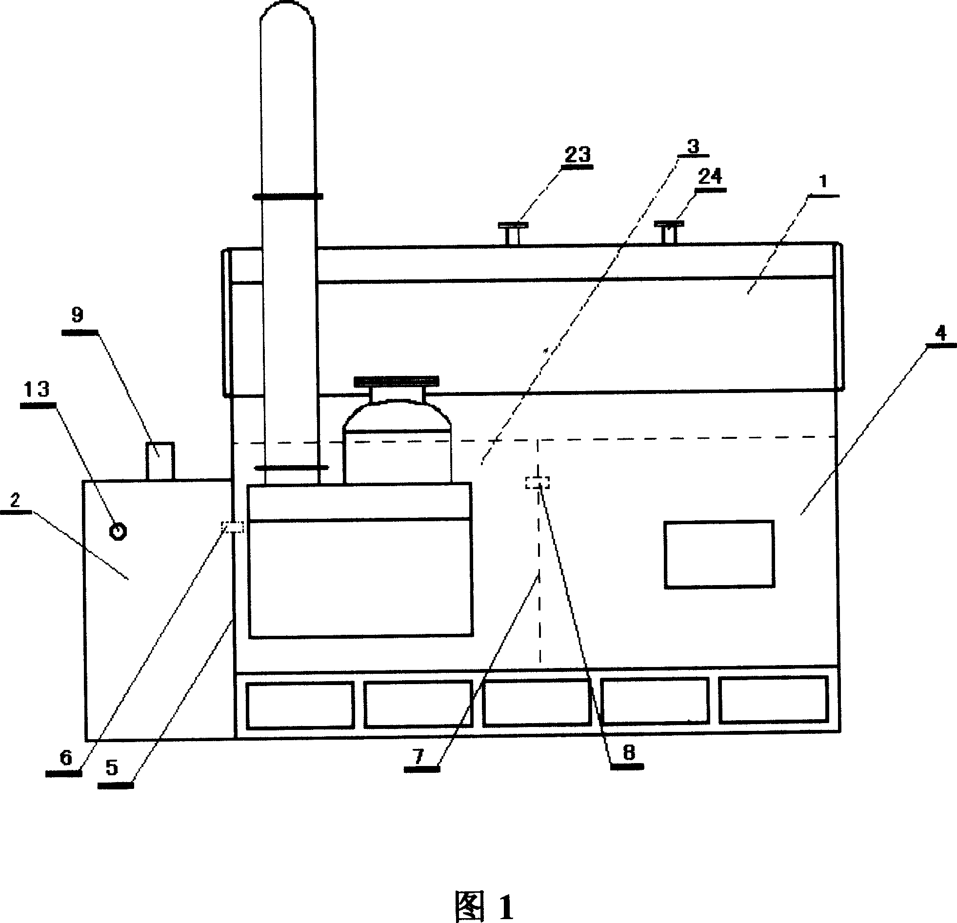 Fire coal gasfication atmospheric water heating horizontal boiler