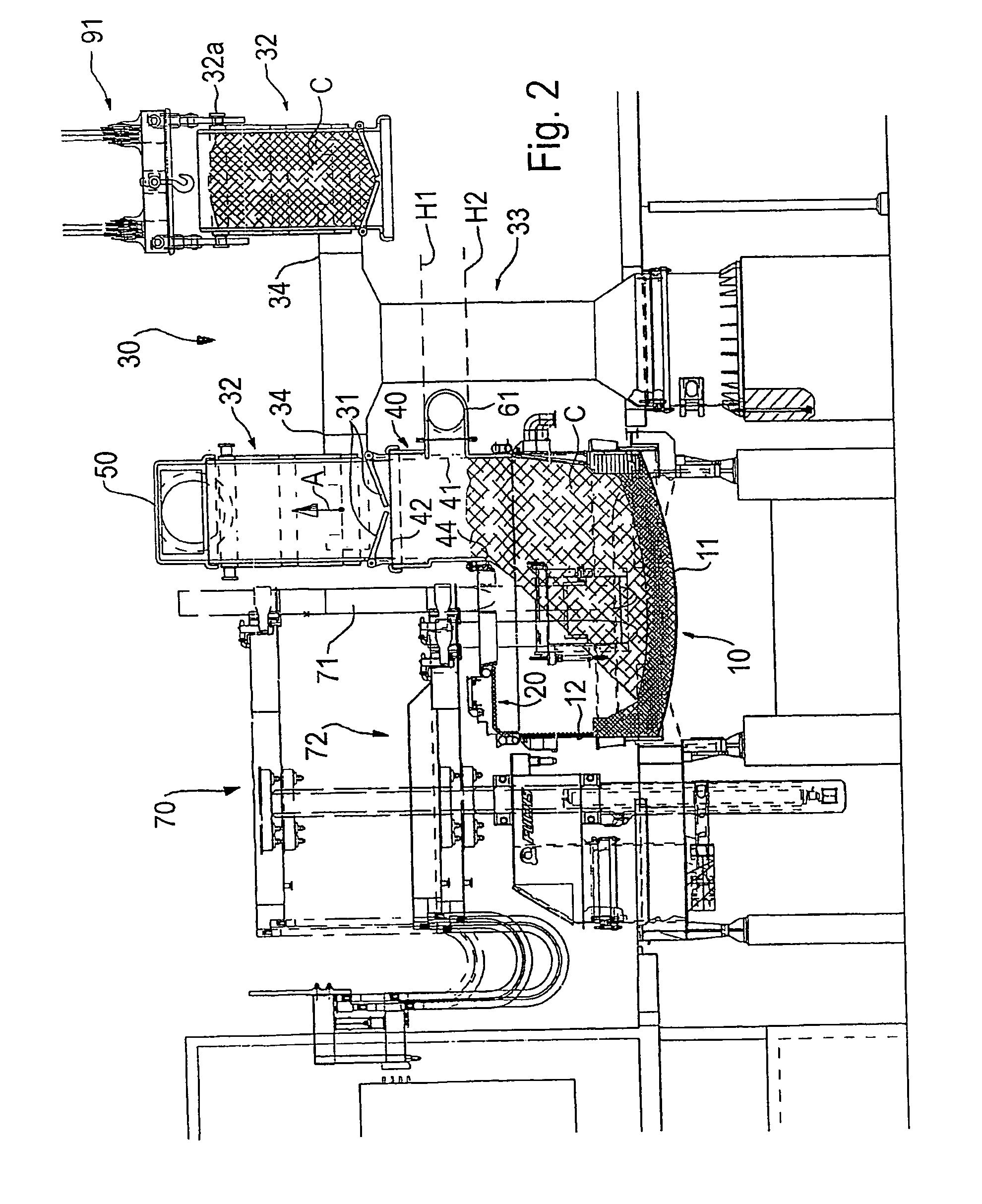 Metallurgical oven and a material basket for a metallurgical oven