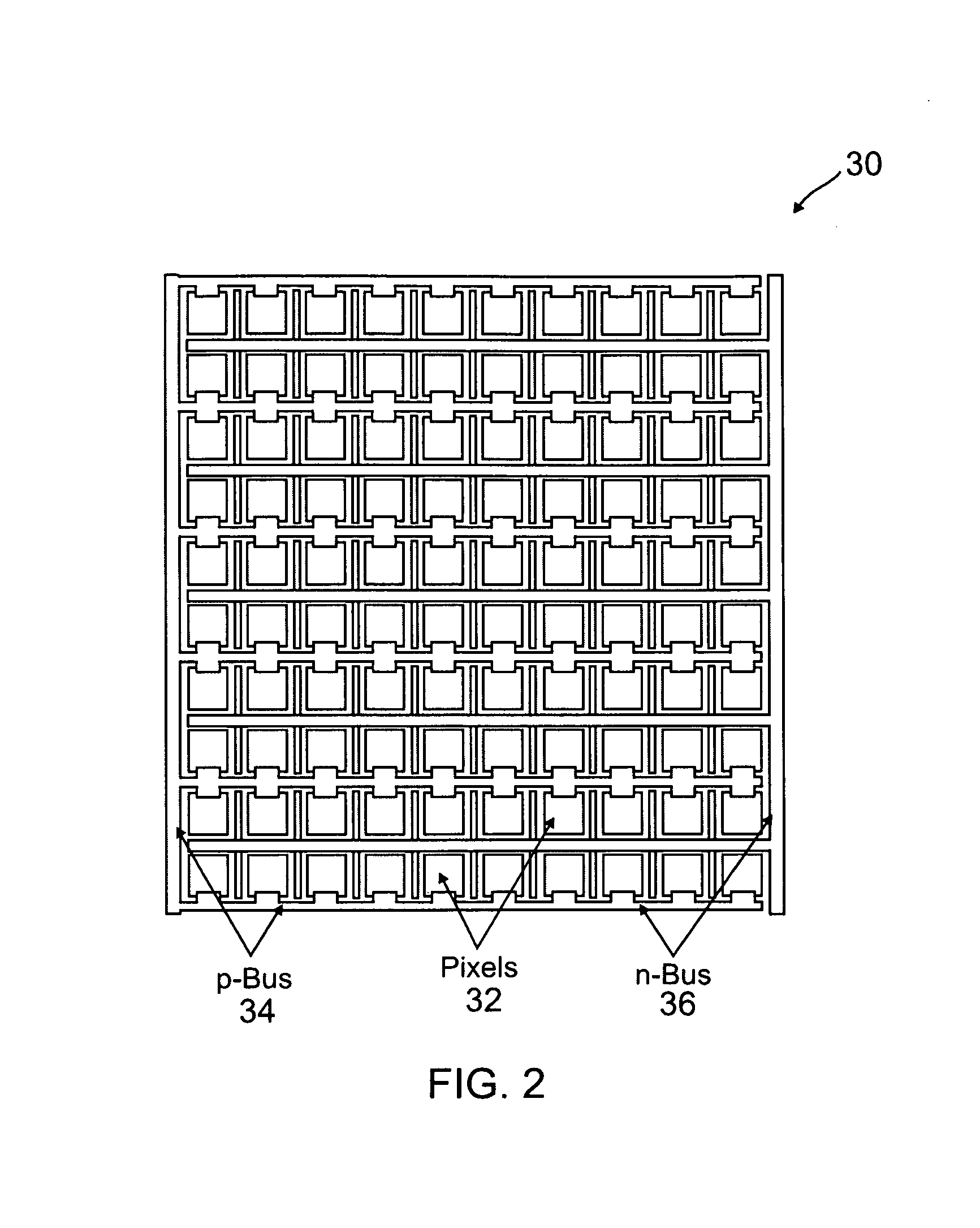 Interdigitated multi-pixel arrays for the fabrication of light-emitting devices with very low series-resistances and improved heat-sinking