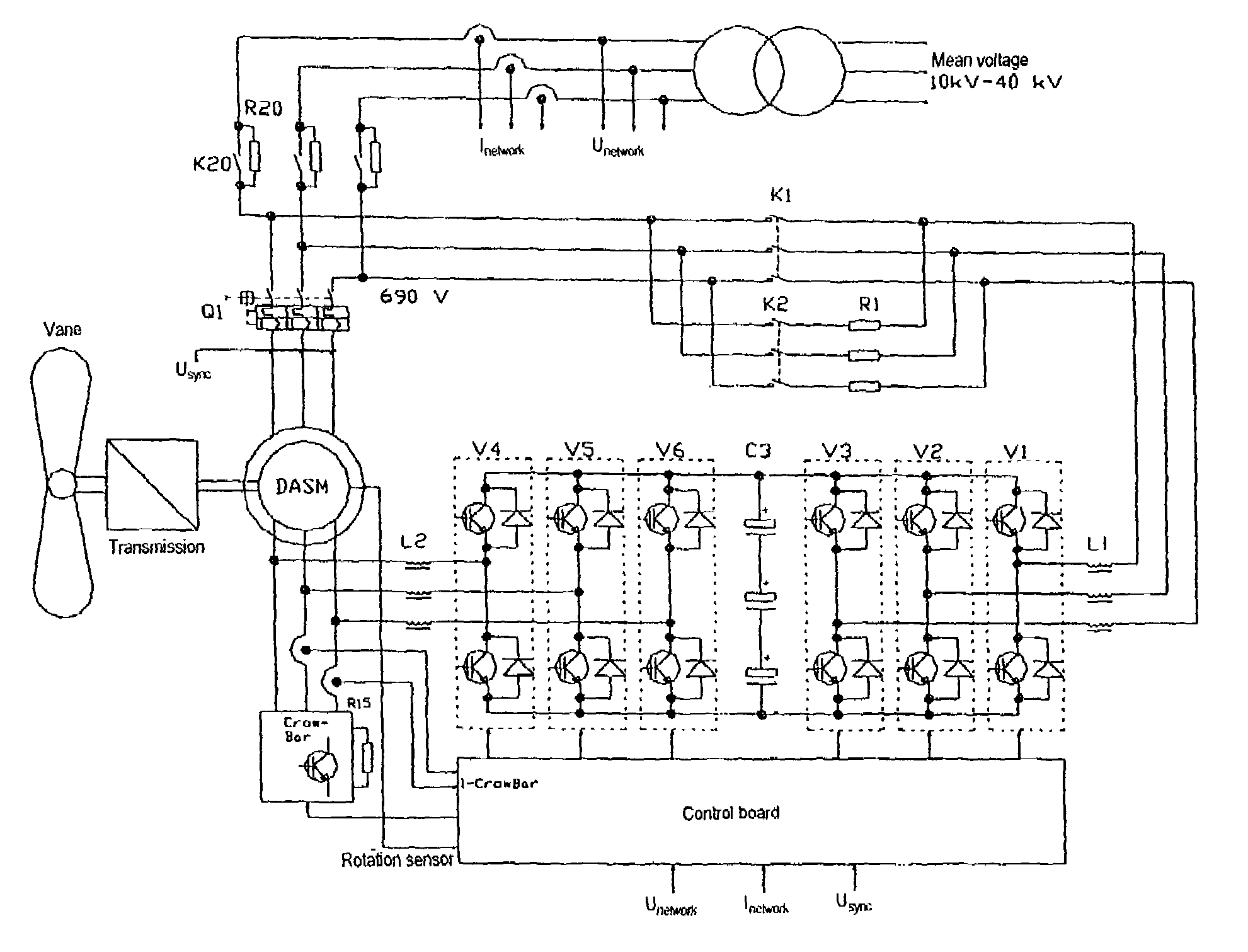 Circuit arrangement and methods for use in a wind energy installation