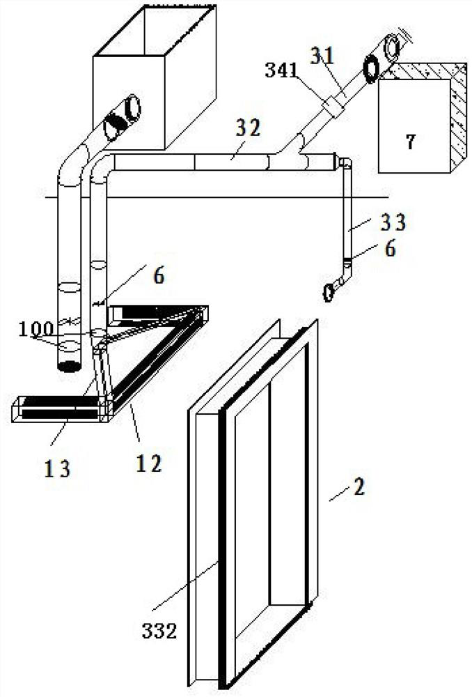 A construction method of a fresh air system built inside the range hood and on the door cover