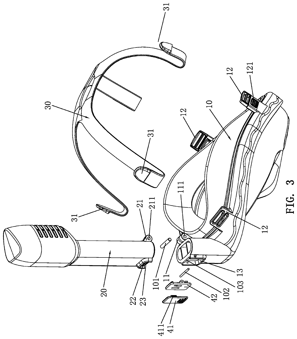 Rotatable folding diving mask