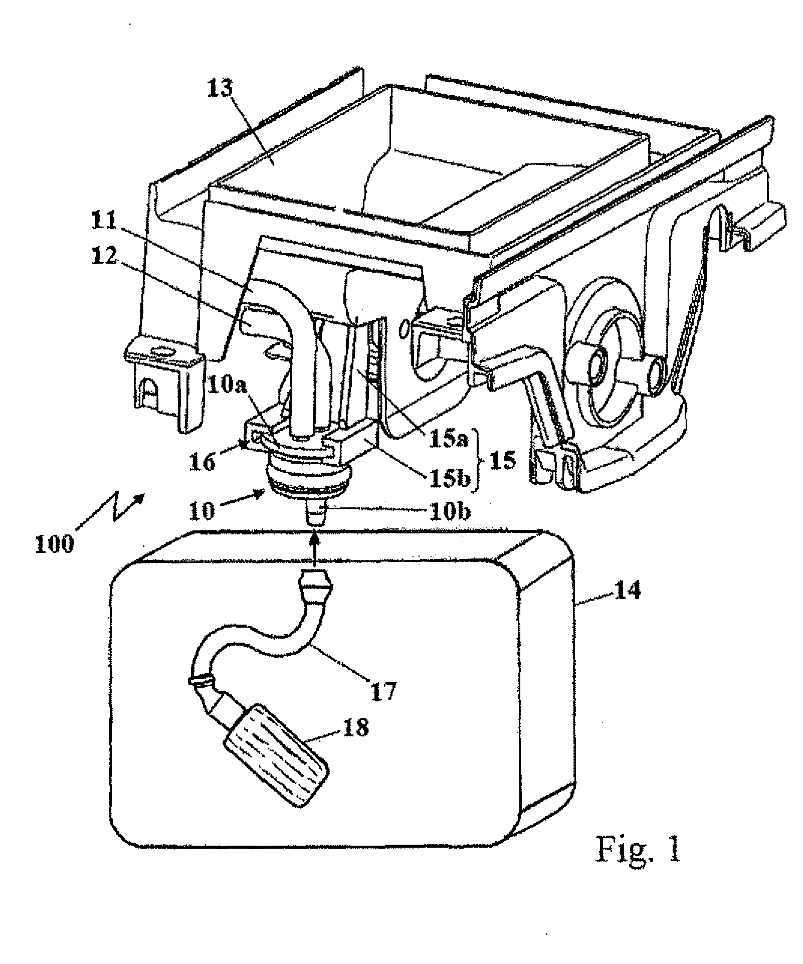 Device for supplying fuel for an engine and method for mounting a fuel feed line