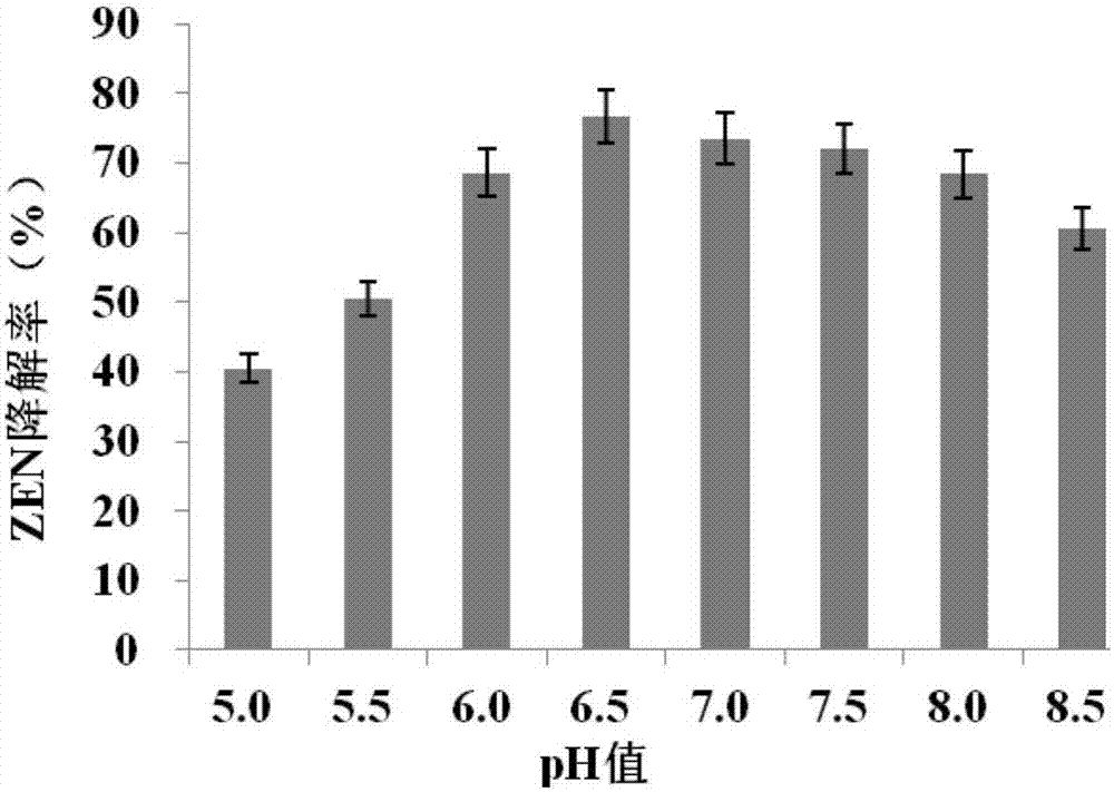 Acid-resistant zearalenone detoxifying enzyme and encoding gene thereof, and application of enzyme and gene