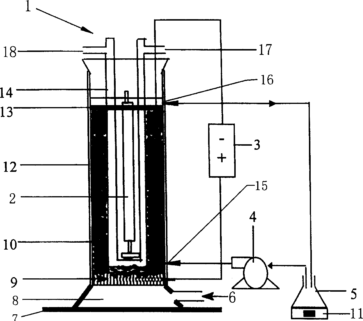 Continuous circular flow-type photoelectric catalytic fixed bed reactor with 3D electrodes and its organic sewage treating method