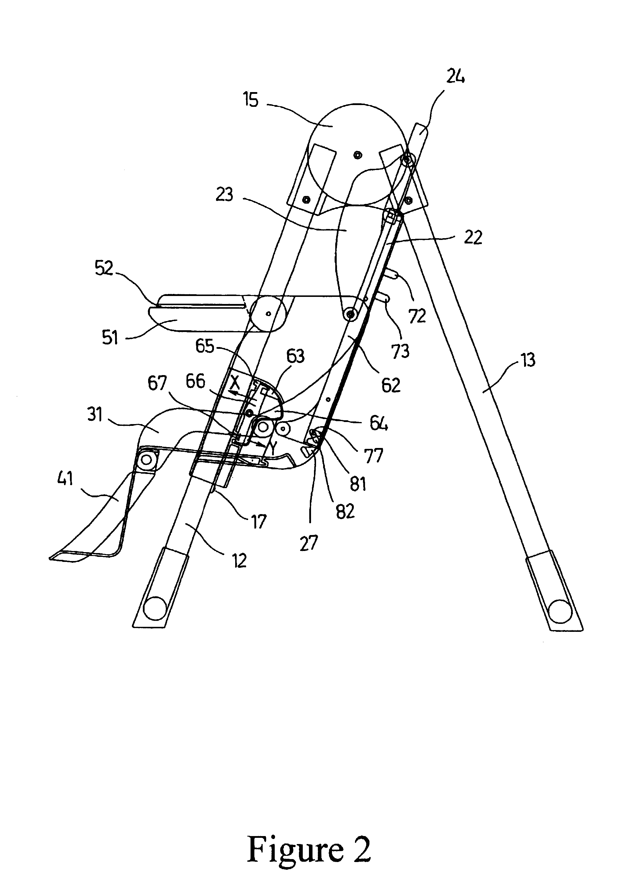 Backrest adjusting mechanism used in high chair for infants, toddlers, and small children