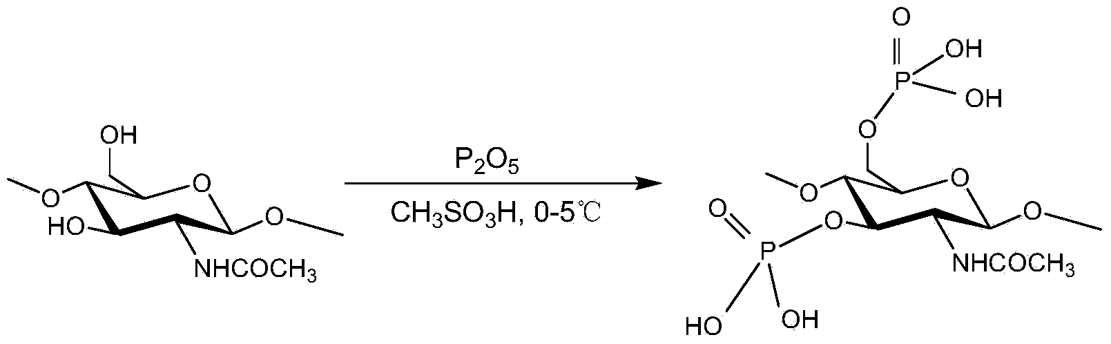 Method for synthesizing phosphorylated chitin by using methanesulfonic acid as solvent