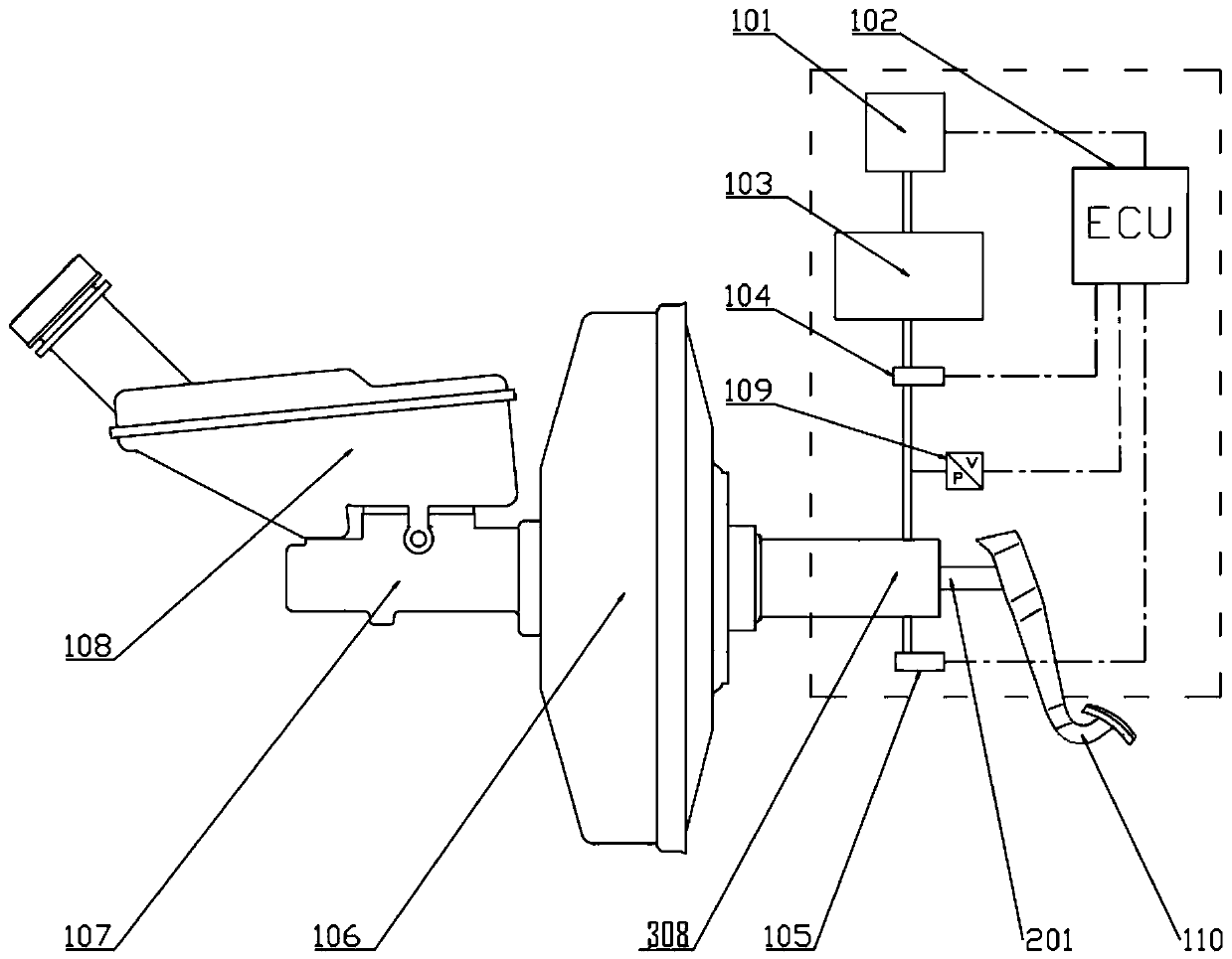 Automobile automatic braking mechanism using vacuum booster and controlling method thereof