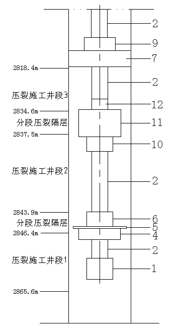 Staged fracturing construction yield increment method for waterpower in deep thickened oil deposit thick-bedded sandstone storage layer