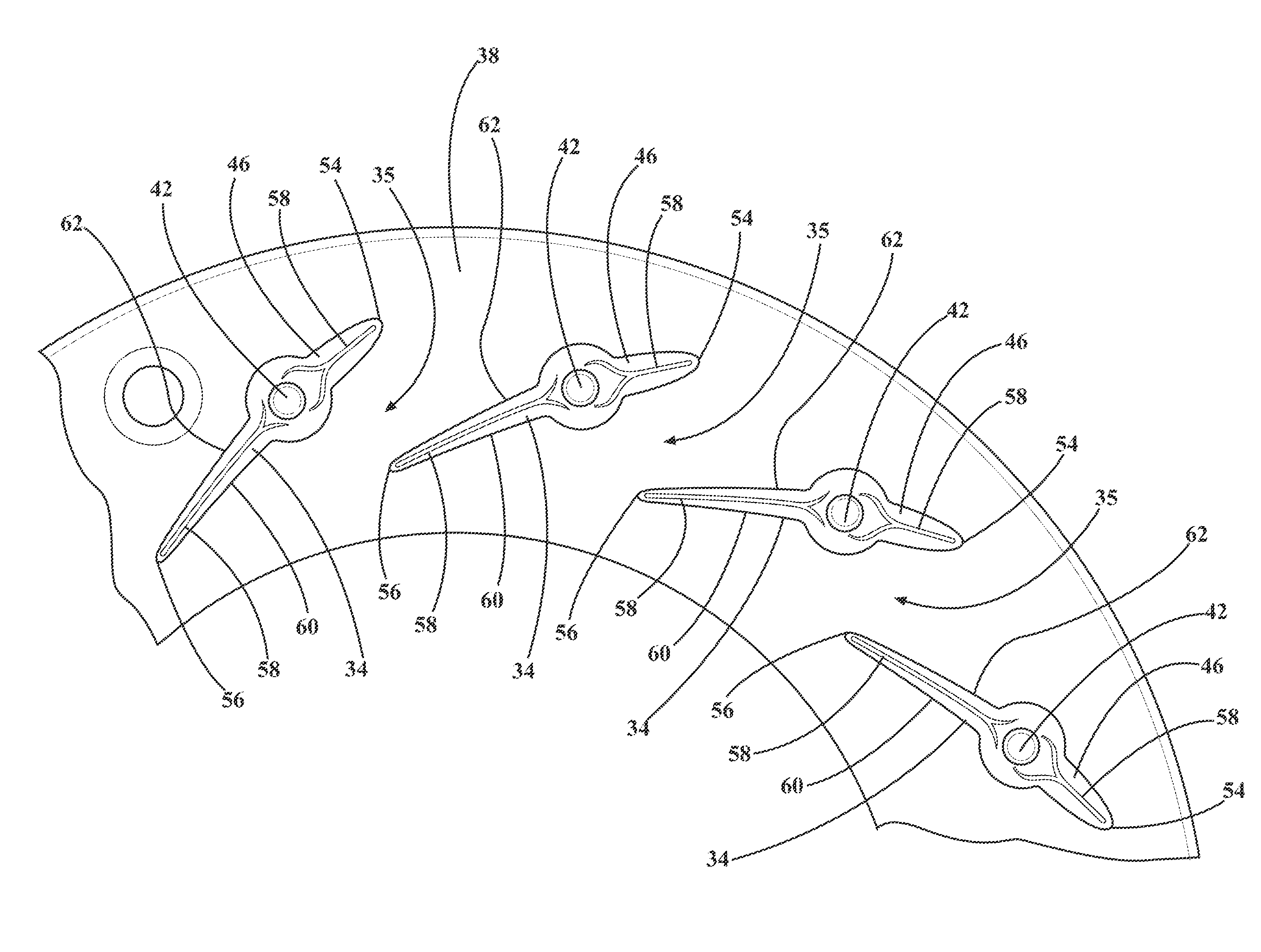 Turbocharger with variable turbine geometry having grooved guide vanes