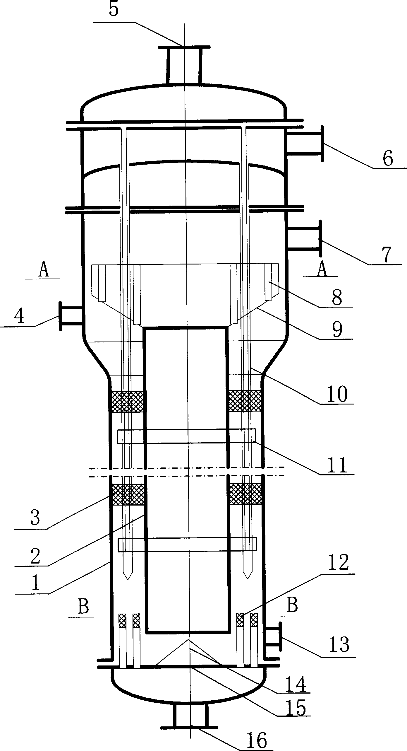 Annular space gas lifting type loop reactor