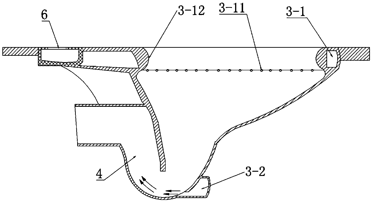 Top straight water flushing squatting pan