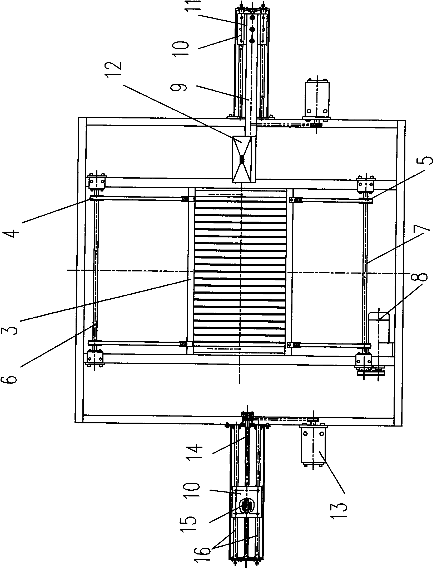 Asynchronous alternate push type mine organzine and warp protective screen weave machine