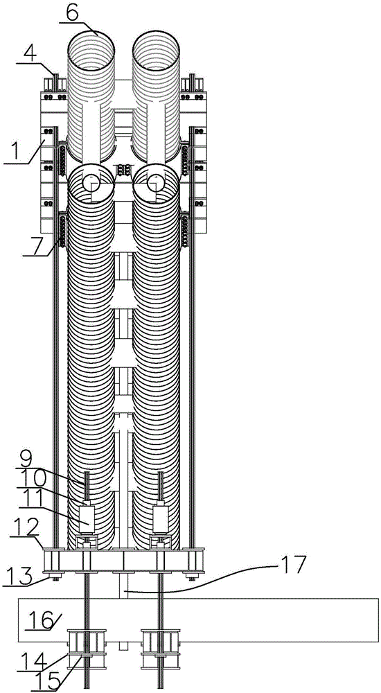 Hold hoop type automatic leveling and anchoring device for replacement of steel pipe concrete arch bridge suspenders and suspender replacing method thereof