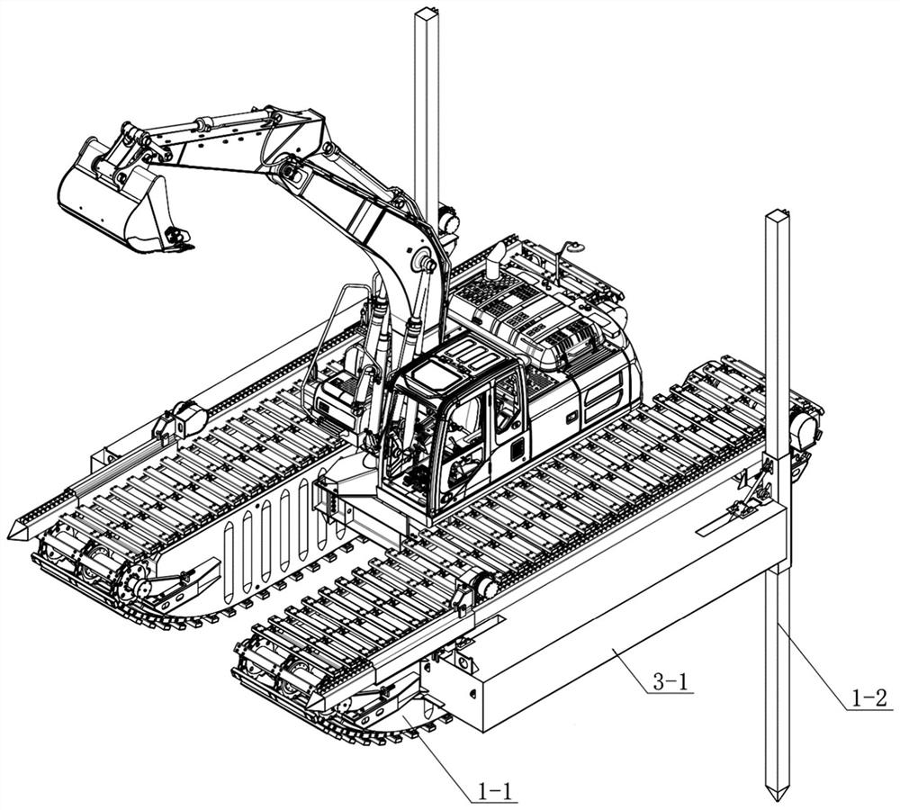 Auxiliary buoyancy tank assembly and amphibious excavator