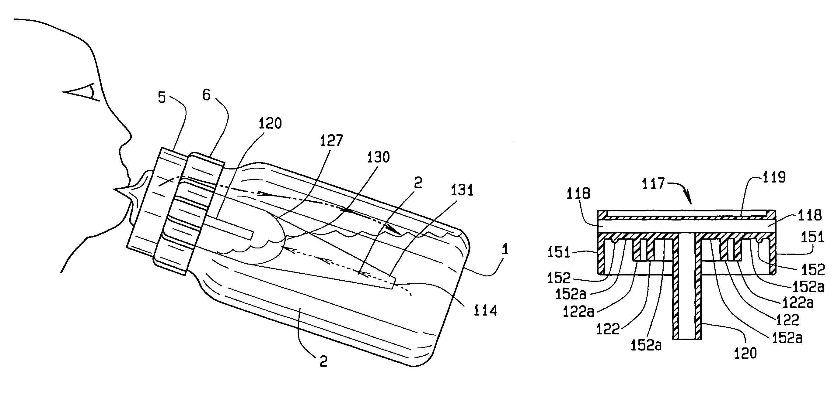 Bottle design with multiple seals