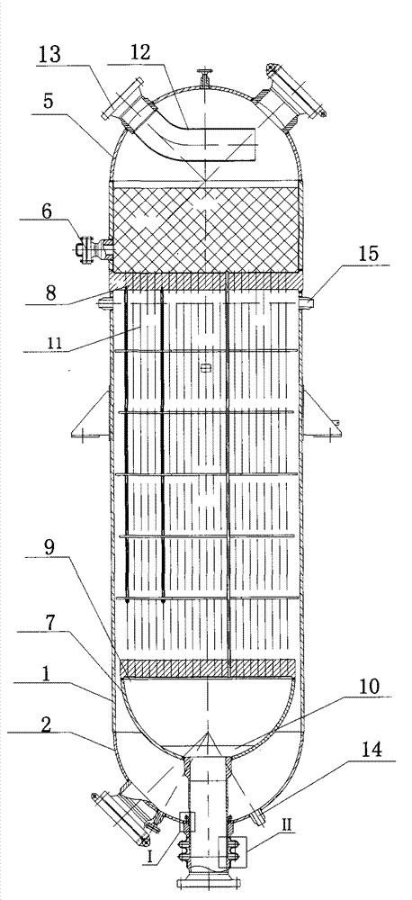 Self-unloading floating head isothermal reaction methanol synthesis reactor