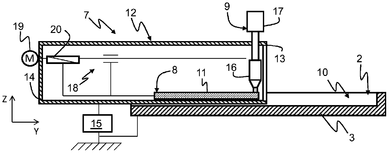 Additive manufacturing machine including powder distribution system with tray and syringe