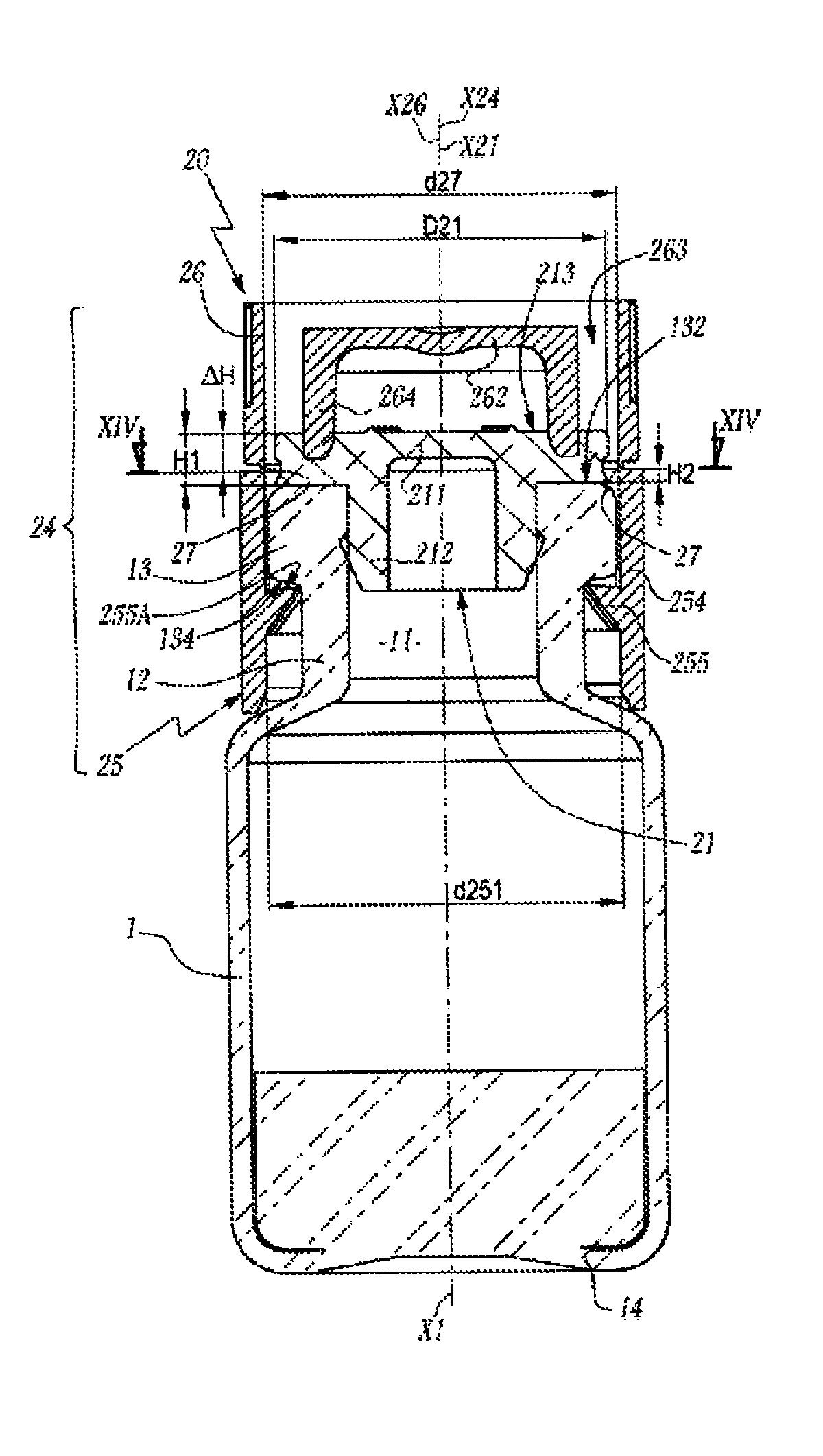 Stopping device and container comprising such a device