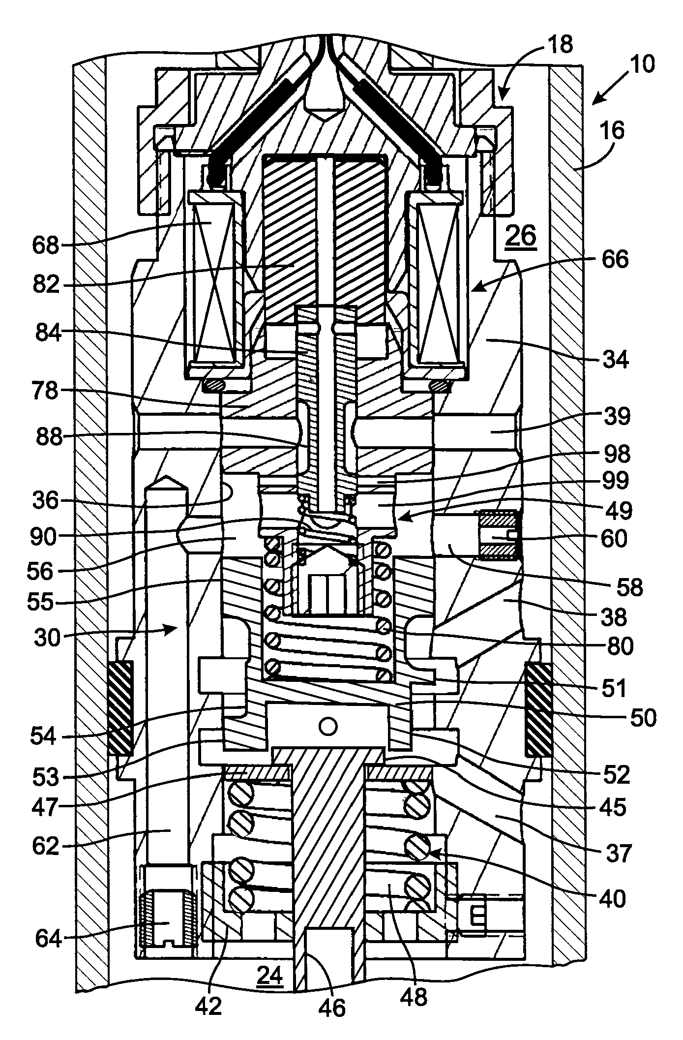 Hydraulic vibration damper piston with an integral electrically operated adjustment valve