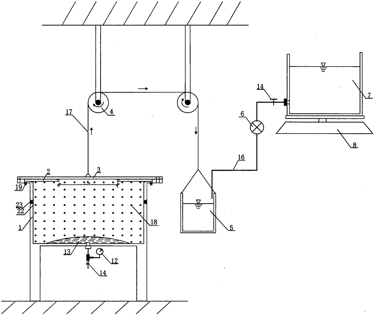 Clay adhesion test device with upward soil pushing and extruding effect and adjustable contact area and test method