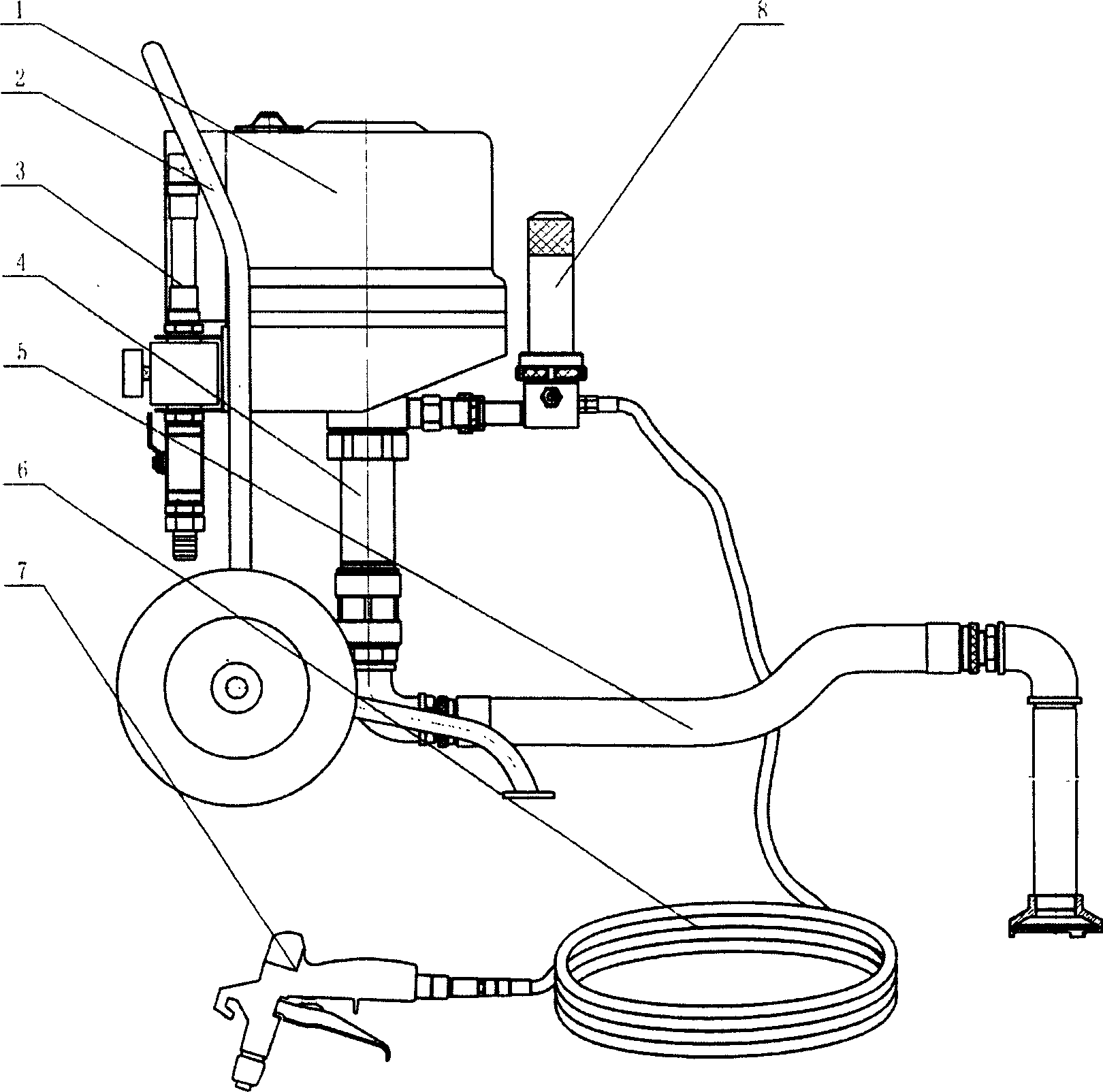 Energy saving type gas-free spraying coater