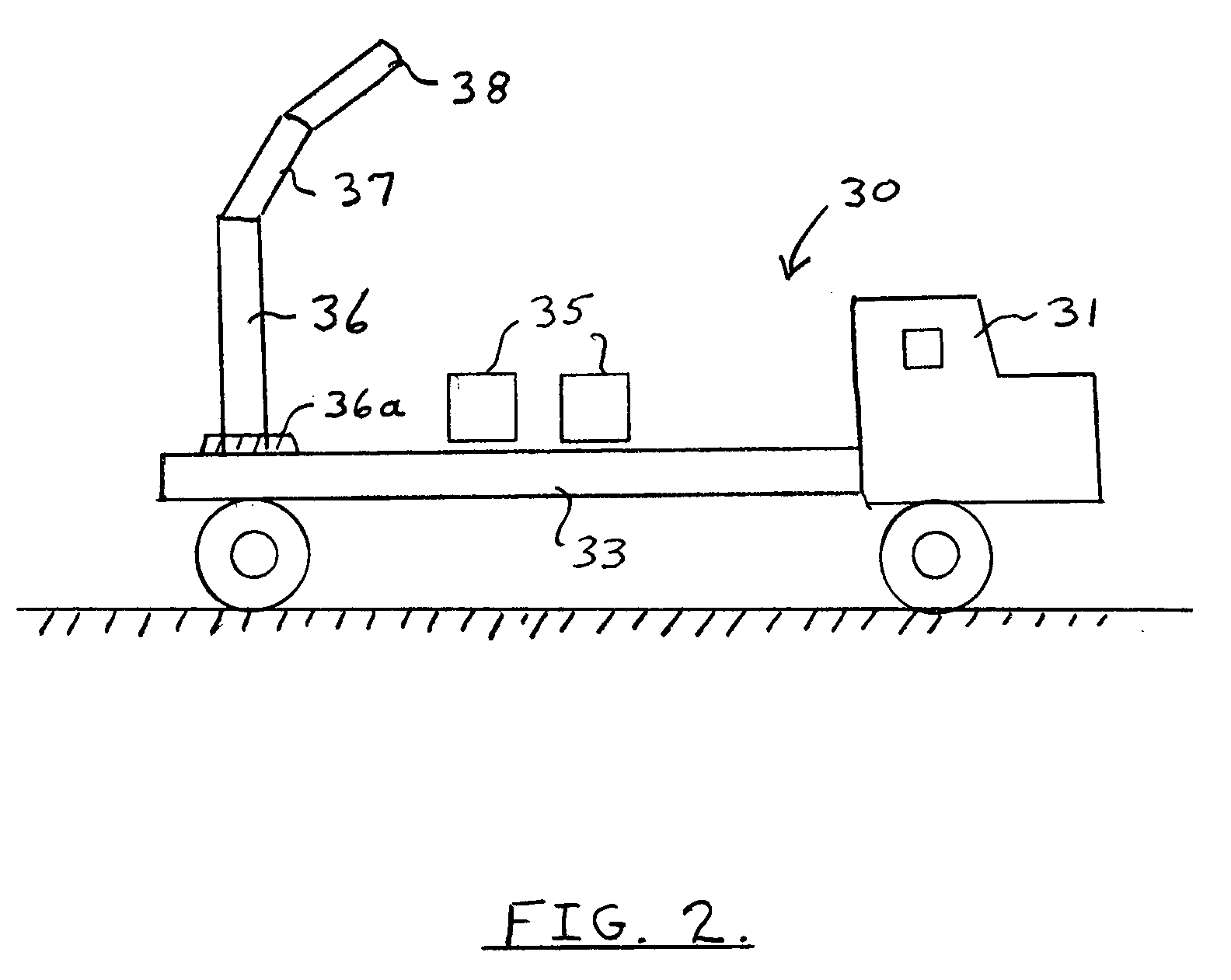 Flat-bed truck with crane, lift or hoist