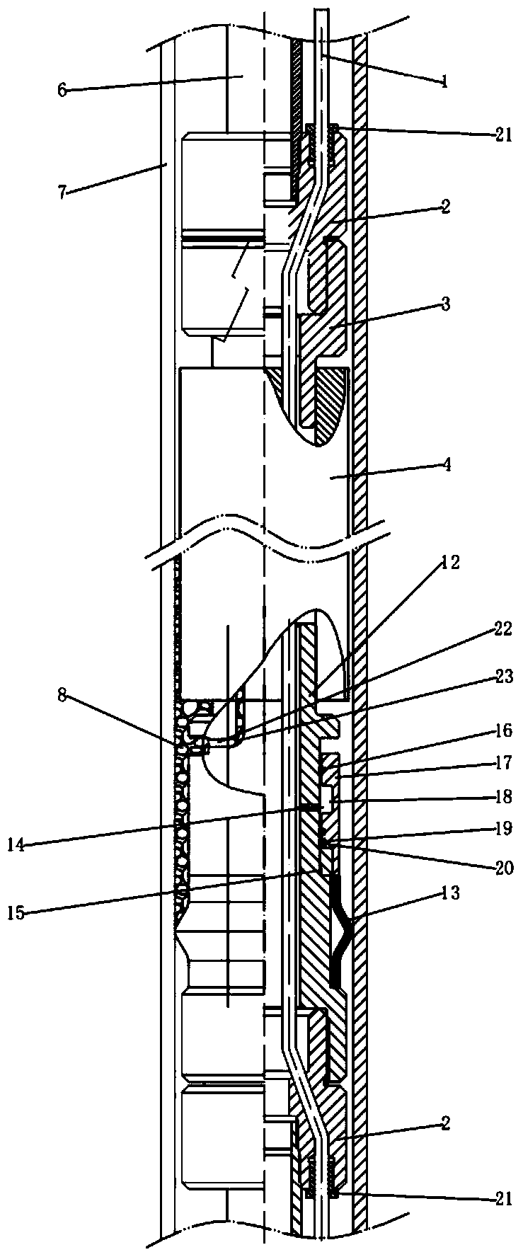 Method and device for pipeline passing through packer in carbon dioxide geological storage