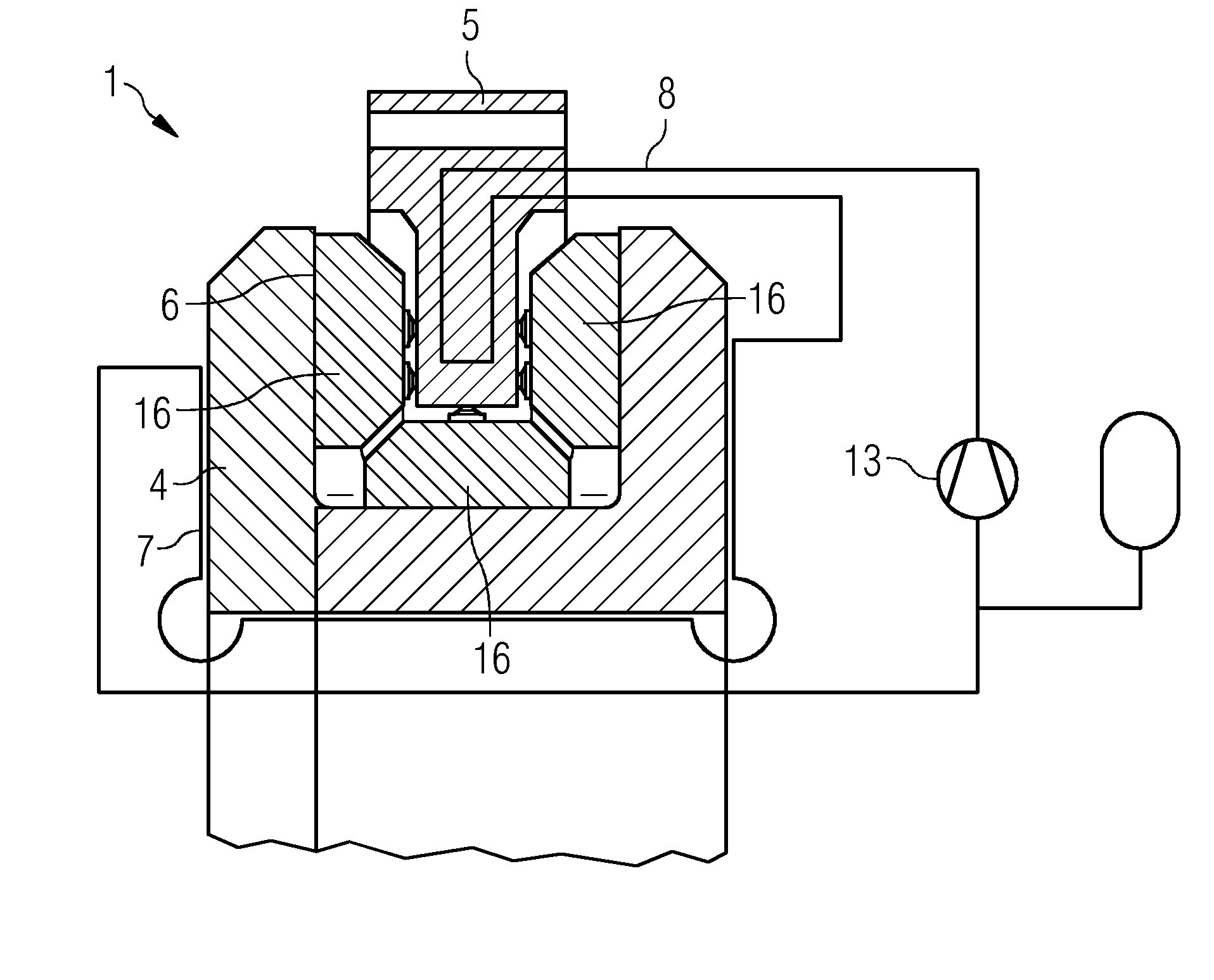 Arrangement to control the clearance of a sliding bearing