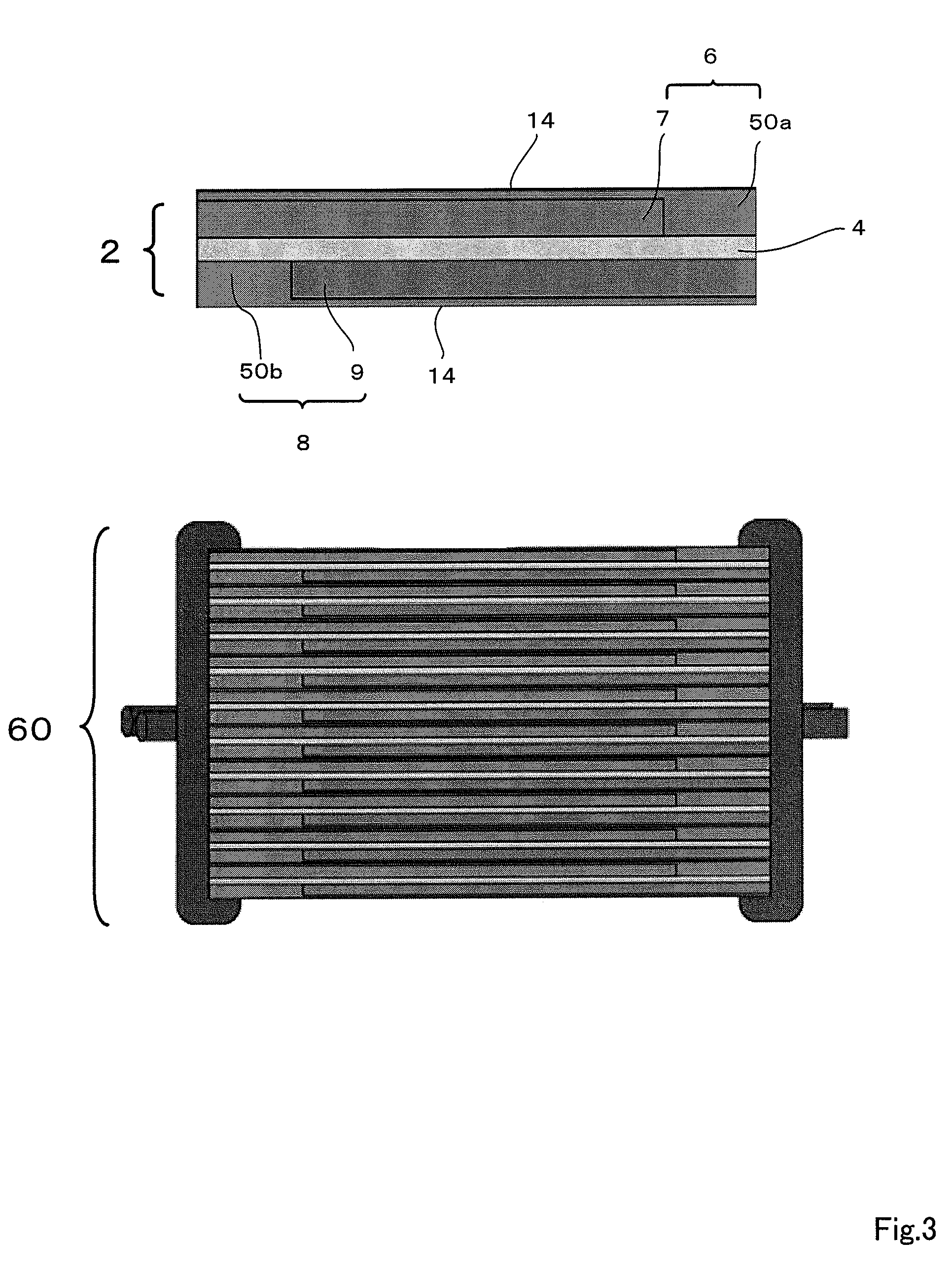 Stack structure for laminated solid oxide fuel cell, laminated solid oxide fuel cell and manufacturing method