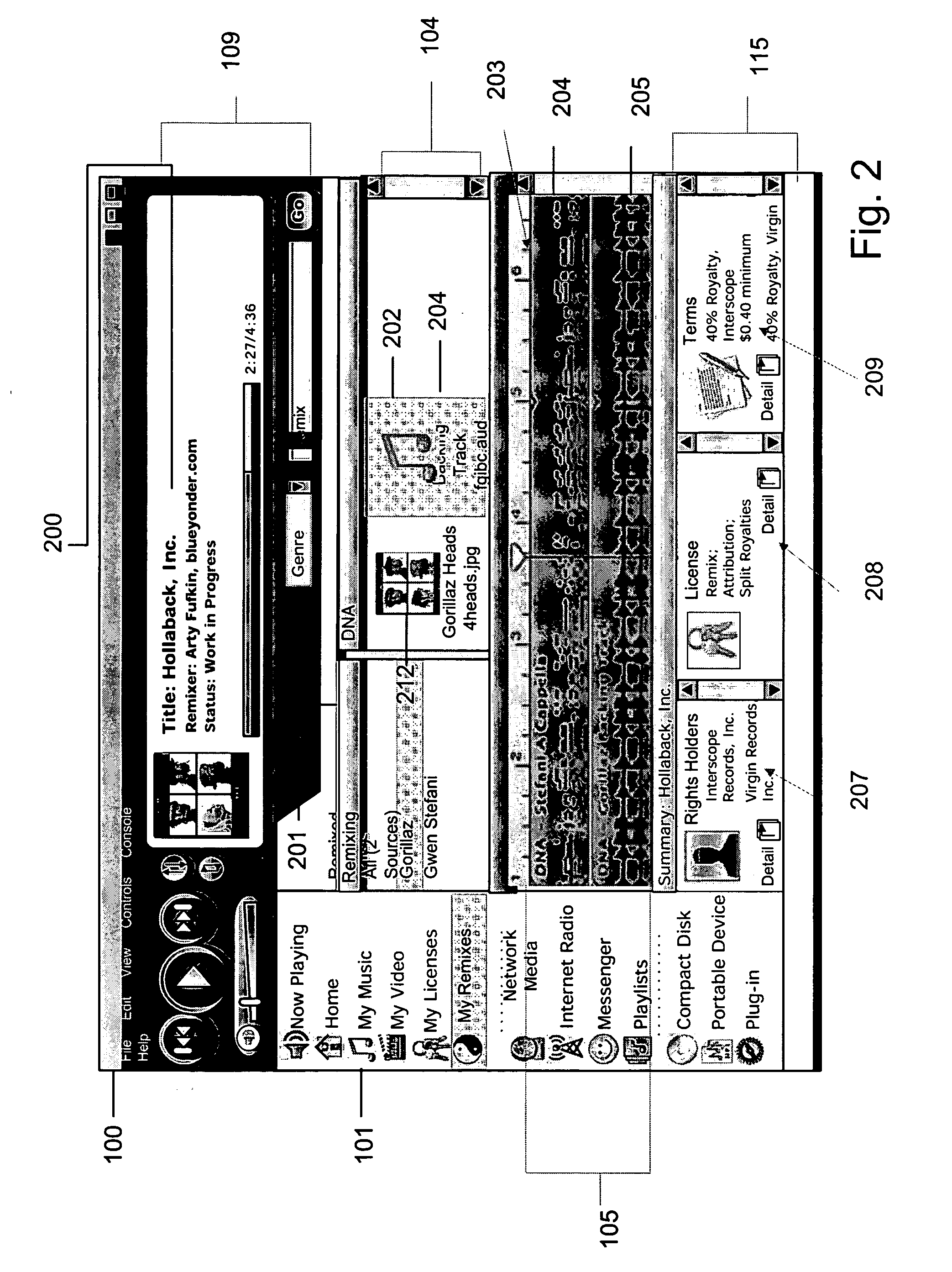 Set of metadata for association with a composite media item and tool for creating such set of metadata