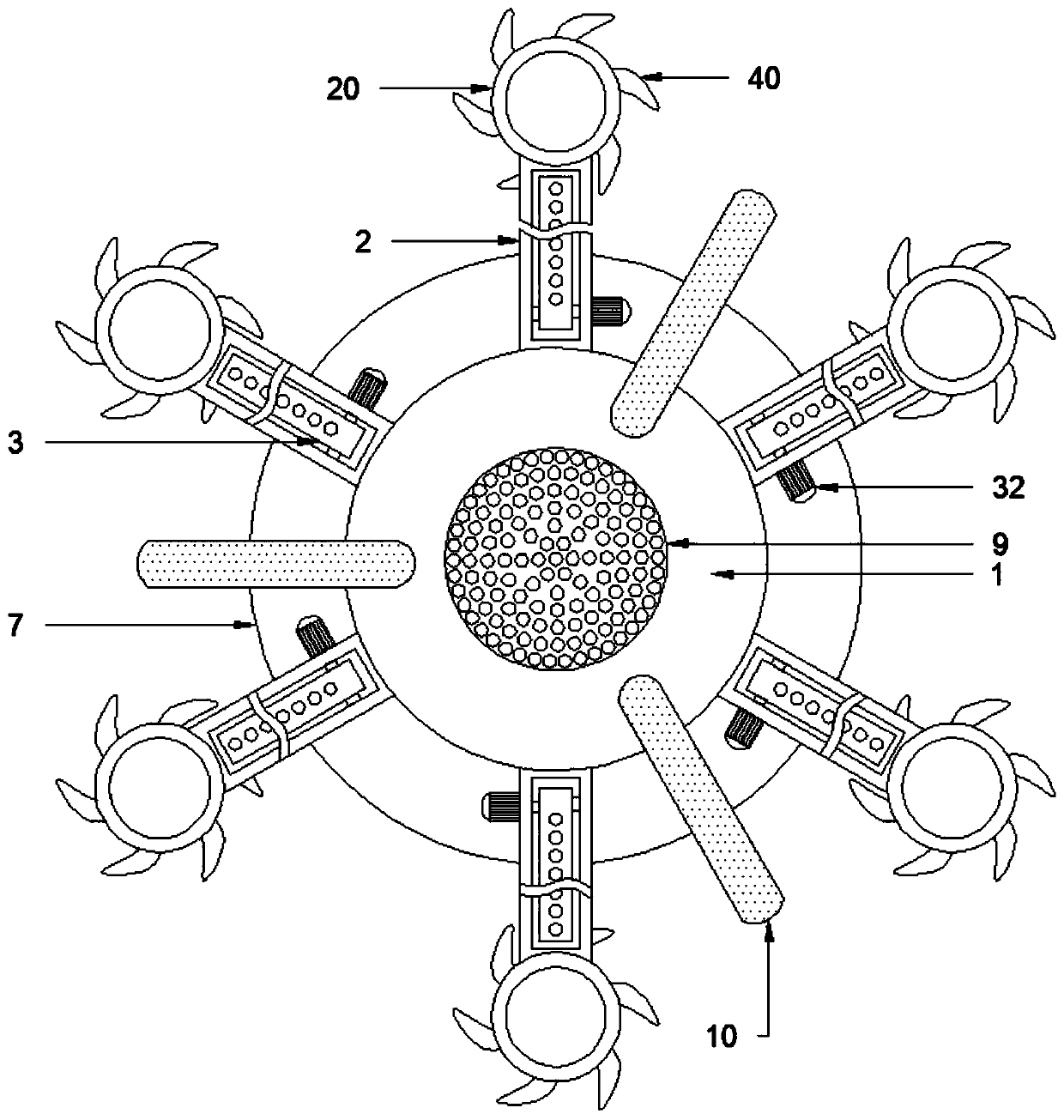 A pesticide spraying unmanned aerial vehicle with multiple spraying heads