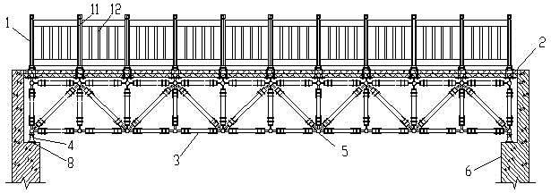 Construction method for modern bamboo pedestrian truss bridge