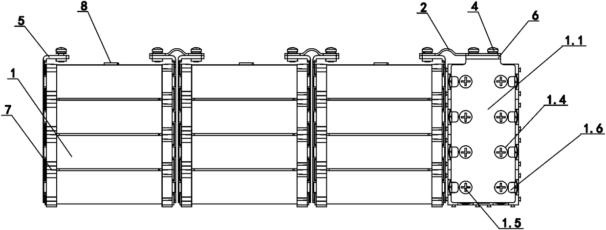 Cylindrical cell battery pack packaging structure suitable for bearing large current