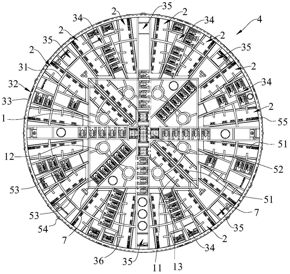 Spoke-type shield cutter disk