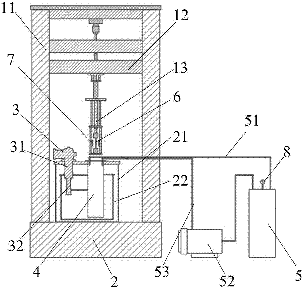 Device for testing cryogenic mechanical properties of material