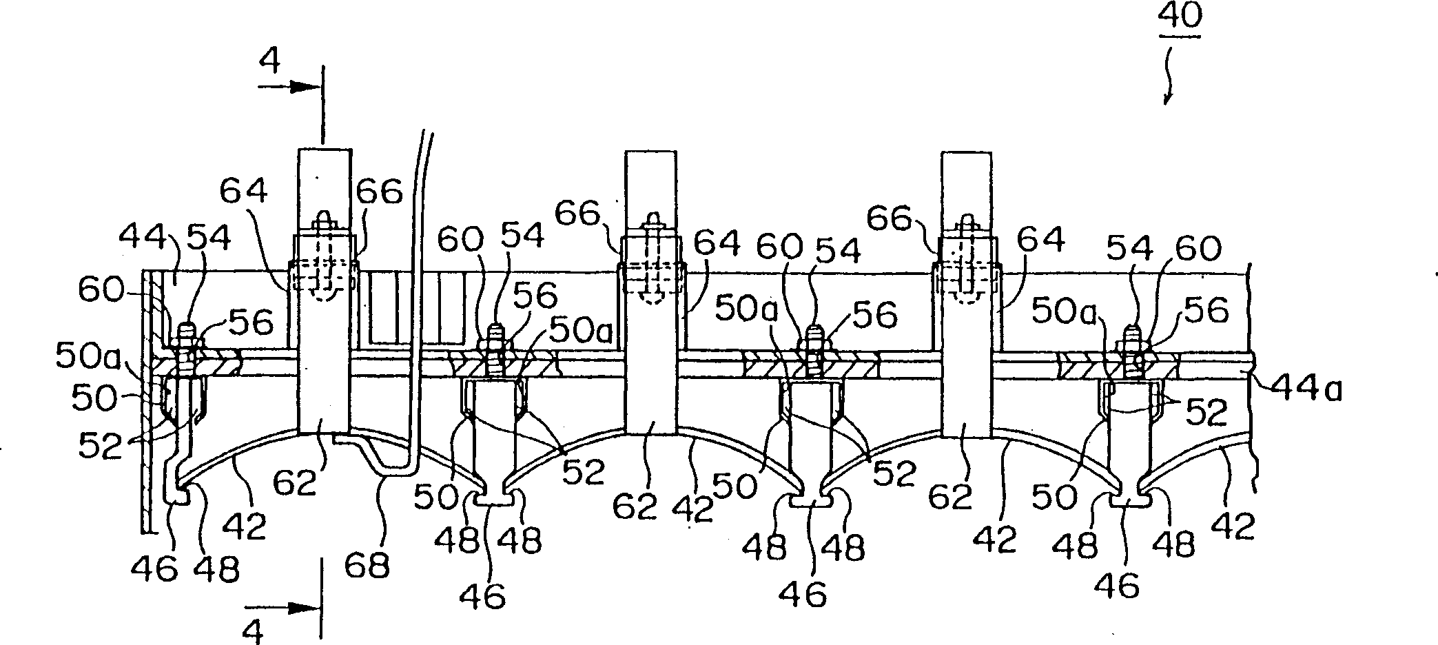 Heater support structure and furnace for forming sheet glass