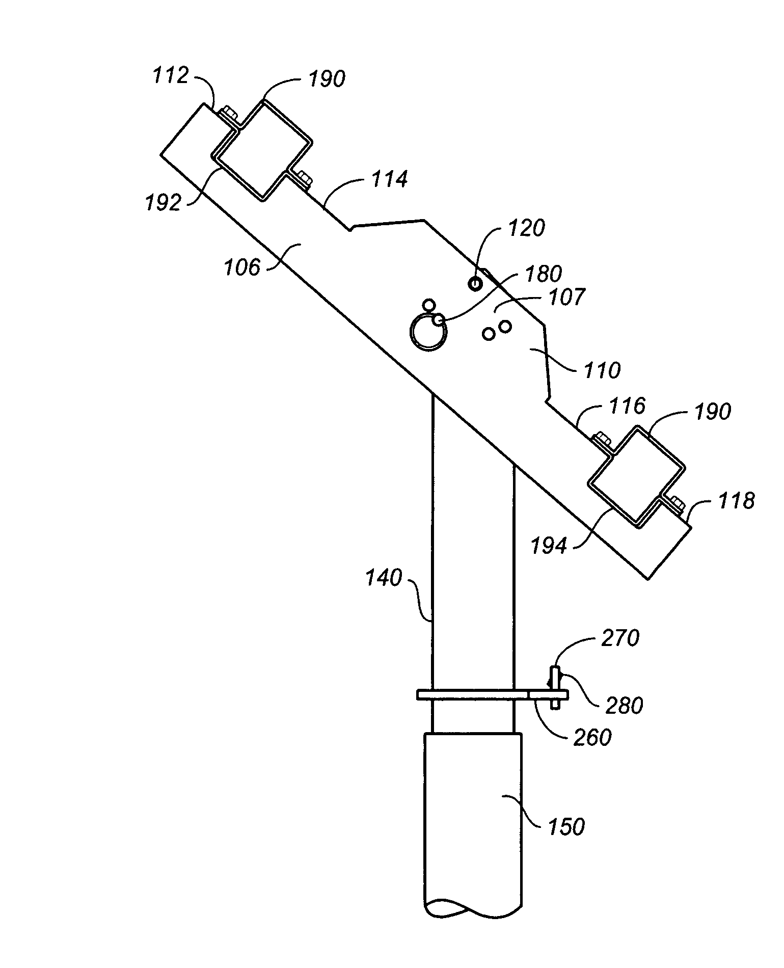 Adjustable tilt solar panel support system