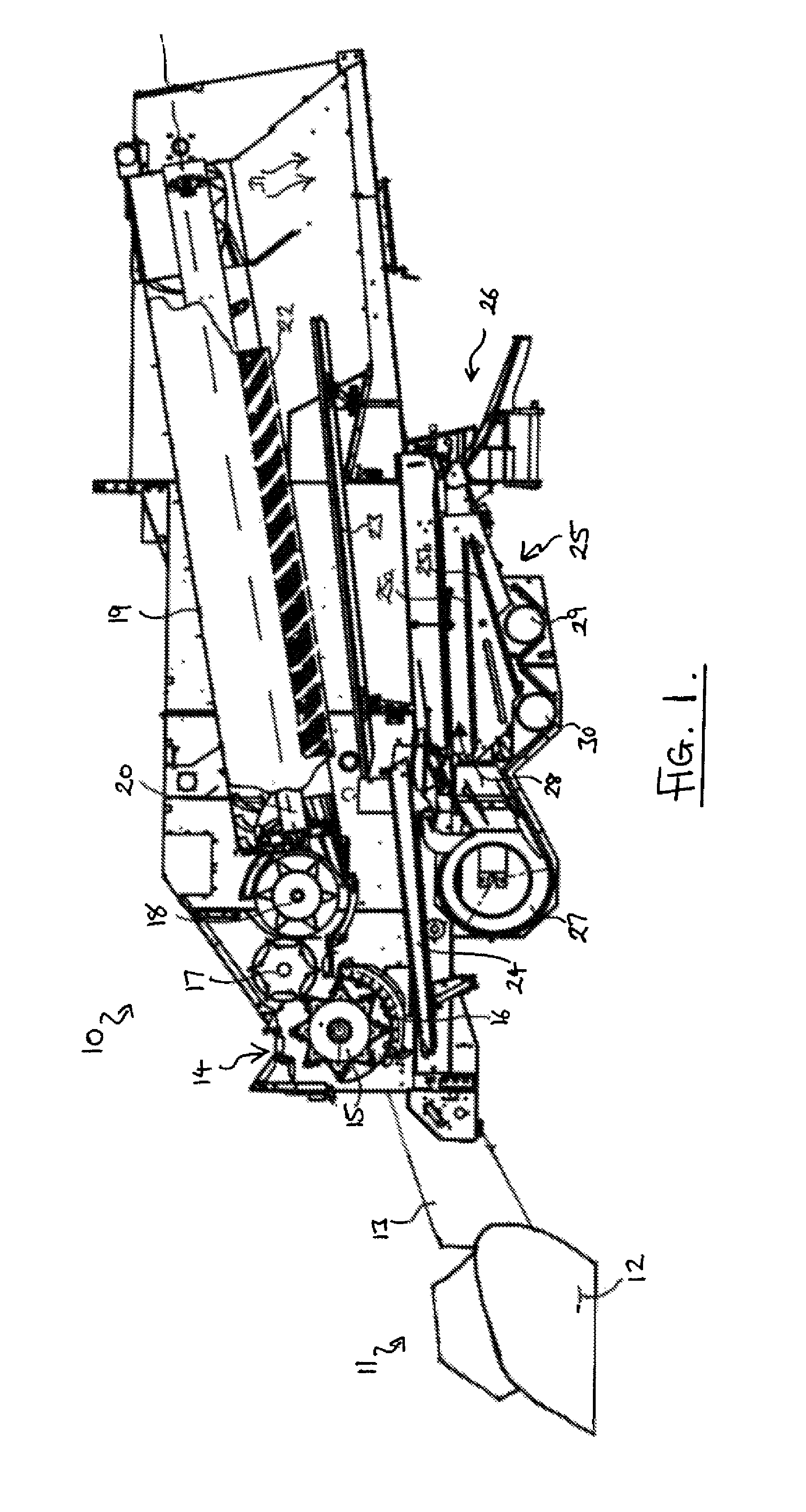 Feed beater directional vanes and scraper vanes