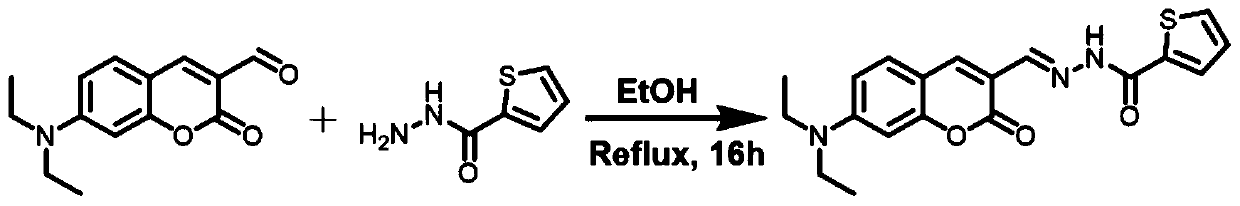 Off-on type molecular fluorescent probe CMTAH and preparation method and application thereof