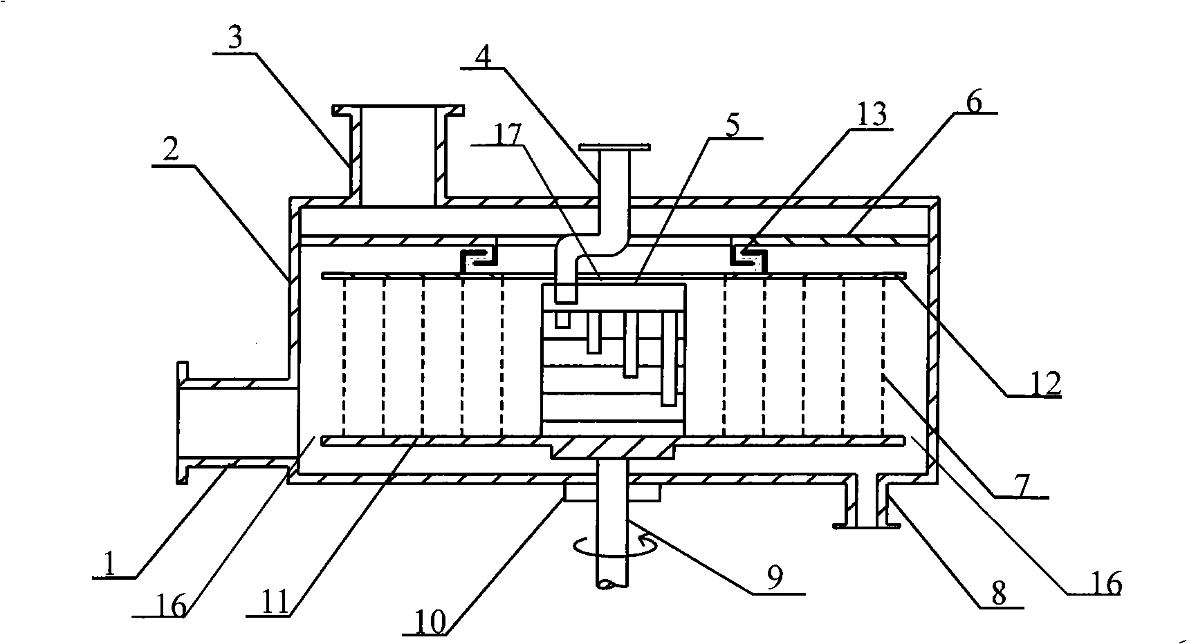 Concentric ring adverse current type hypergravity swinging bed device