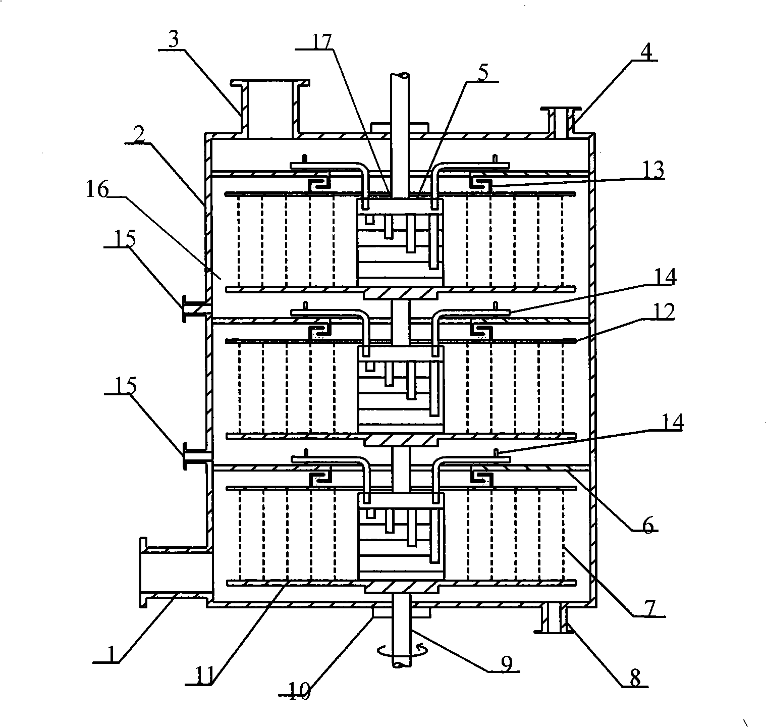 Concentric ring adverse current type hypergravity swinging bed device