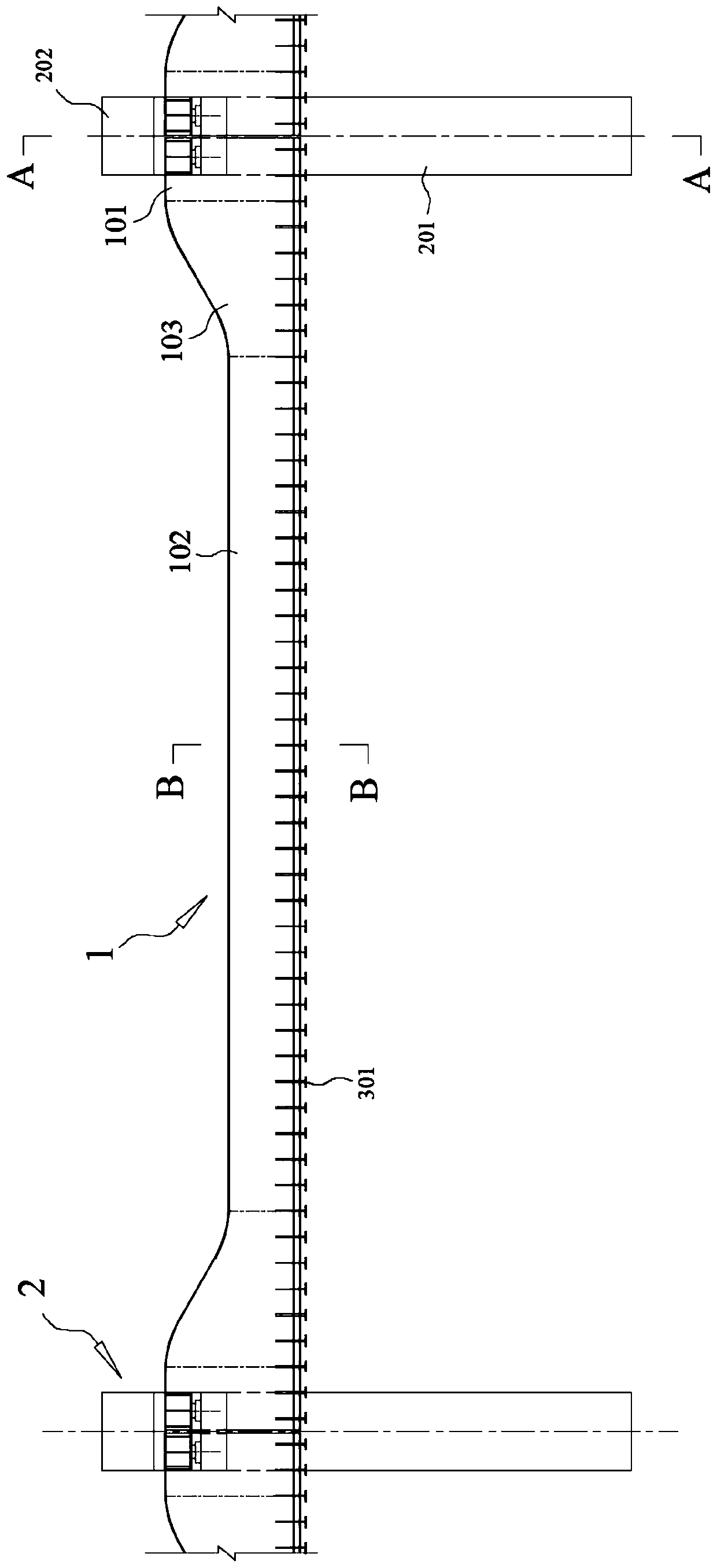 Steel box girder supporting system applicable to asymmetric suspended monorail