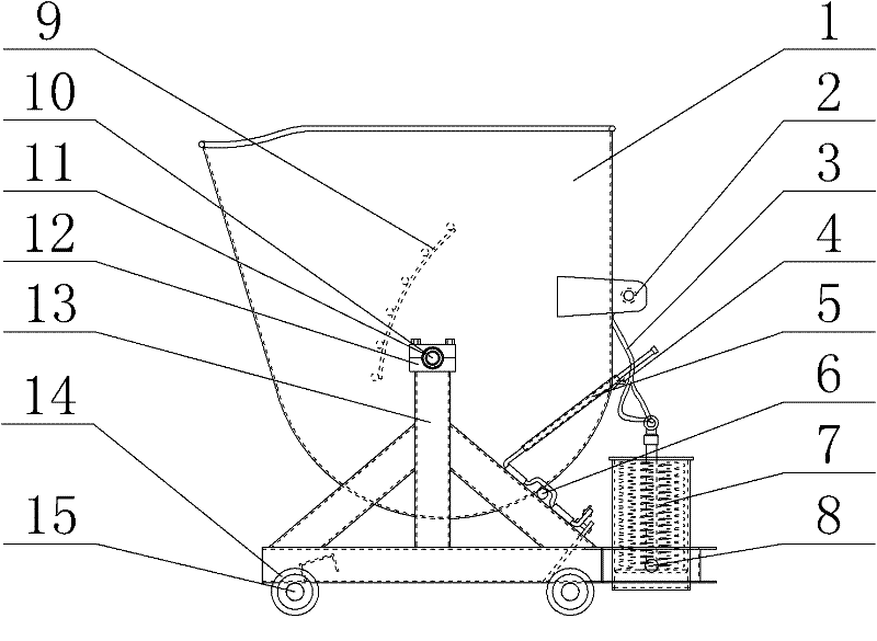 Method for conveying concrete by adopting track trolley with buffer unloading and empty bucket restoration