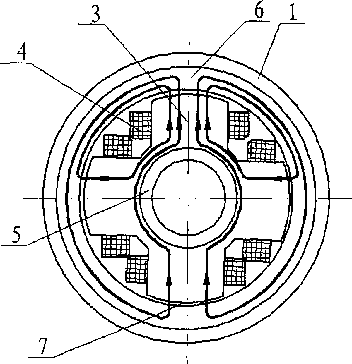 Low-consumption permanent-magnet offset external rotor radial magnetic bearing