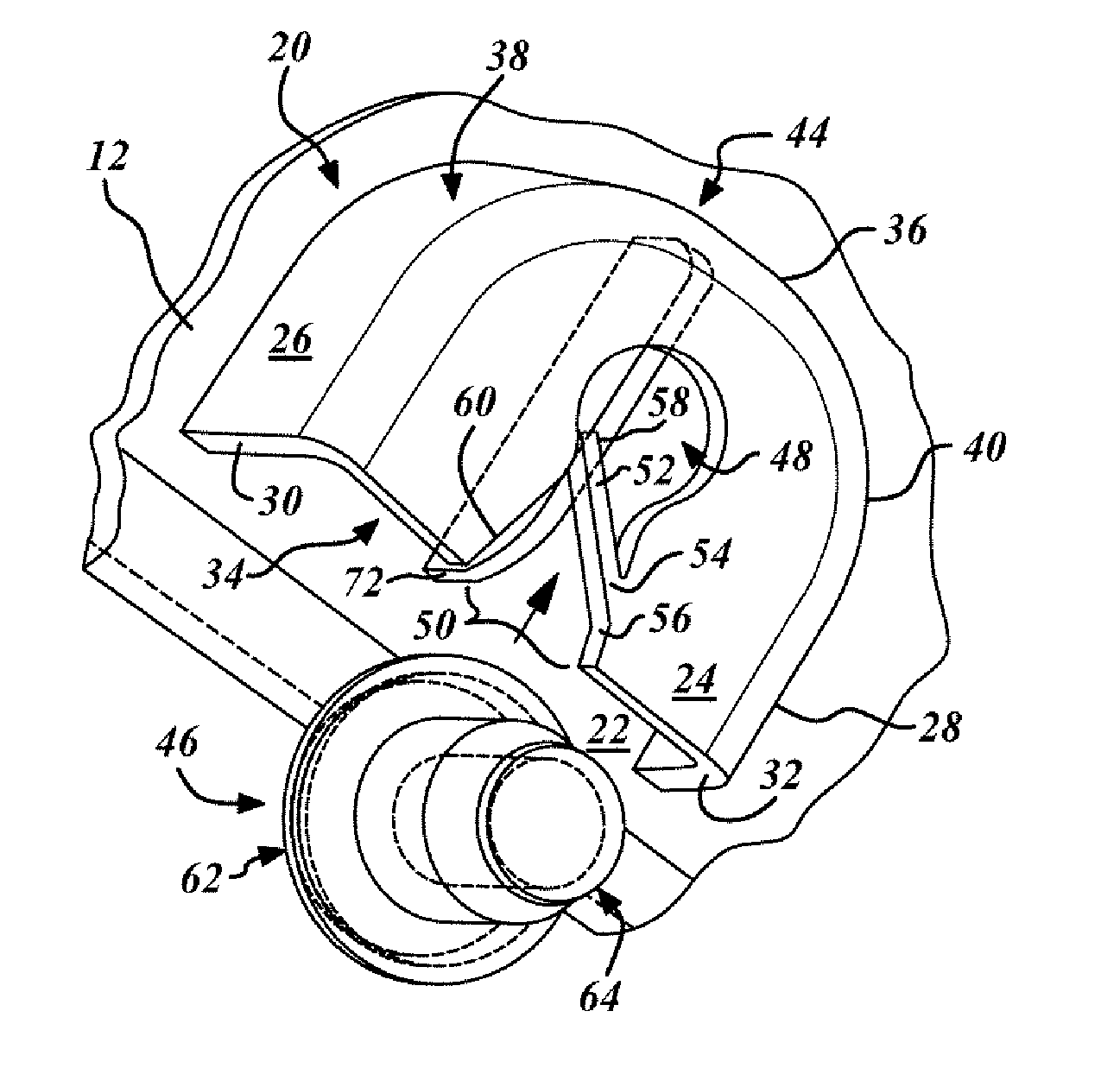 Integral doghouse fastener with retaining feature